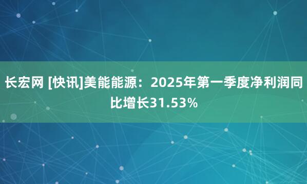 长宏网 [快讯]美能能源：2025年第一季度净利润同比增长31.53%